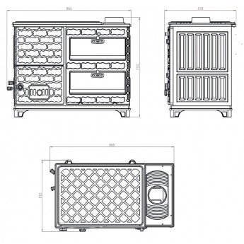 Saloon Double Oven - Brick / Cast Iron