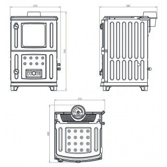 Saloon Lux Fireplace - Brick / Cast Iron