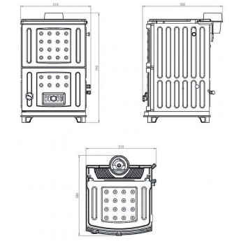 Saloon Turbo Stove Single Lid - Brick / Cast Iron